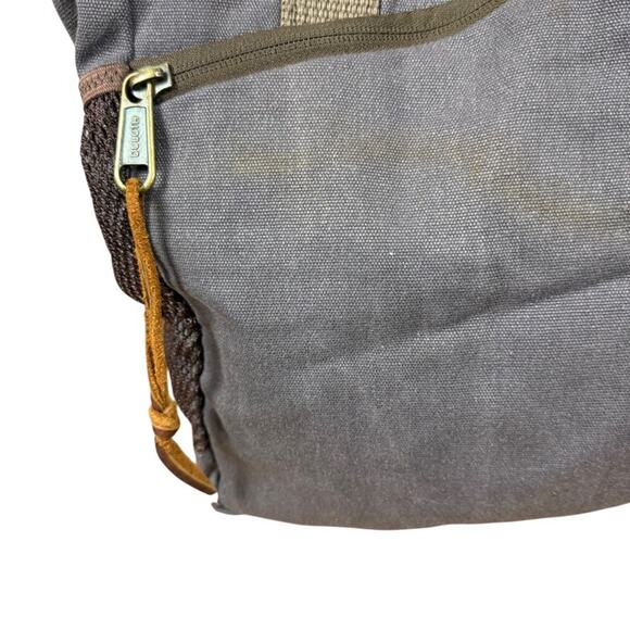 Duluth Trading Gray Brown Canvas Double Handle Bag Tote Shoulder Handbag Travel - Picture 3 of 16